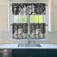 thumbnail image 3 of Kitchen Curtains 24 Inch Short - 3 Panel Set, Rod Pocket Window Curtain with Tropical Leaf Botanical Print, 100% Polyester for Farmhouse, Cafe, Kitchen, Bedroom, Easy Wash, 3 of 6