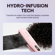 Wavytalk Steam Hair Straightener, 1.38 Nano Titanium Flat Iron with Detachable Comb for Silk Press Smoothing, Pink