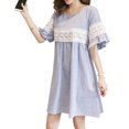 thumbnail image 2 of Maternity Dress Pregnant Women's Mid Length Top Summer Lace Round Neck Flare Sleeve Clothes Summer Loose Pregnant Maternity Clothes Blue M Clearance, 2 of 4