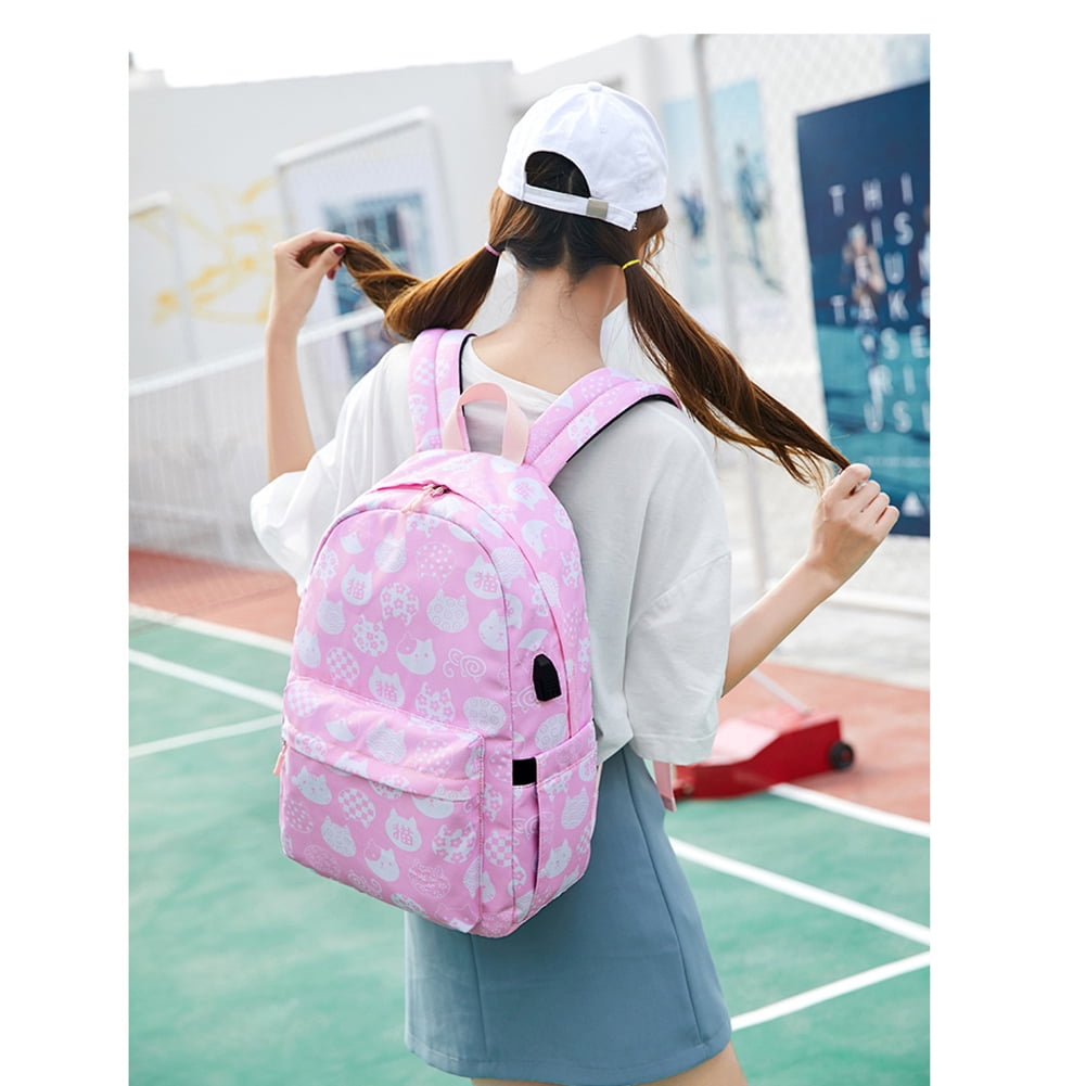 Kepooman 3 in 1 Women' s Fashion Laptop Backpack with Lunch Box Pencil Case, Ladies Cat Prints Daypack Set for Outdoor Shopping Hiking, Pink Kepooman 3 in 1 Women' s Fashion Laptop Backpack with Lunch Box Pencil Case, Ladies Cat Prints Daypack Set for Outdoor Shopping Hiking, Pink