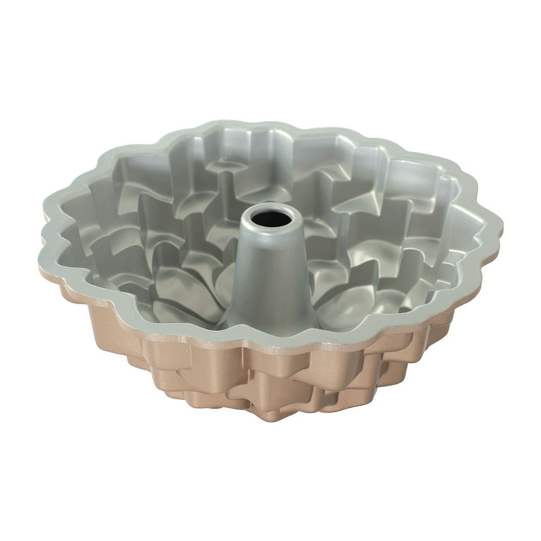 Nordic Ware Magnolia Bundt Pan, Cast Aluminum, Nonstick Toffee, 9.9 x 9.9  x 3.8 
