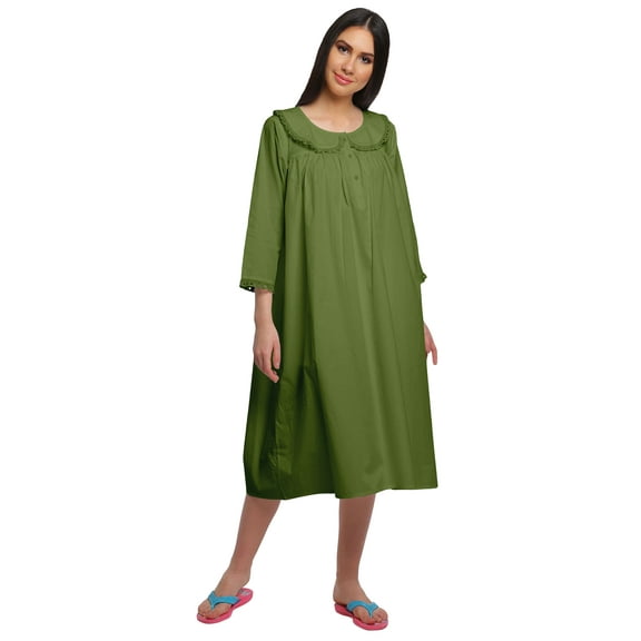 Moomaya WoMen's Solid Nightdress Knee Length Cotton Sleepwear Short Gown