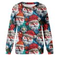 thumbnail image 6 of jjayotai Women's 3D Ugly Christmas Sweater, Plus Size Vintage Colorful Santa Print Sweatshirt, Plus Size Retro Santa Long Sleeve Tunic Blouses for Women Gift Light Blue XL, 6 of 7