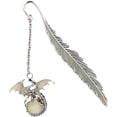thumbnail image 1 of Marcapáginas de dragón que brilla en la oscuridad: marcapáginas vintage de metal con plumas, un regalo único para mujeres, hombres y amantes de la lectura (dragón plateado antiguo), 1 of 7