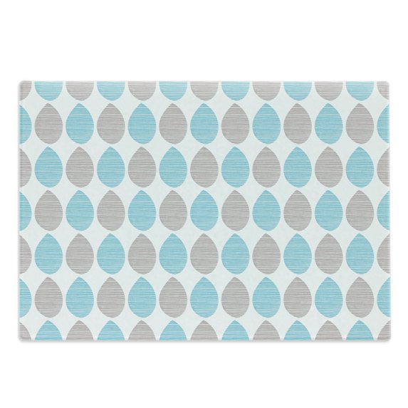 Taupe and Blue Cutting Board, Hand Drawn Abstract Nature Foliage Leaves Pattern Sketchy Stripes, Decorative Tempered Glass Cutting and Serving Board, Large Size, Aqua and Warm Taupe, by Ambesonne
