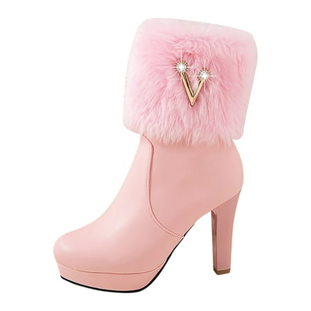 GHSOHS Cowboy Boots for Women Square Toe Boots Ankle Boots Shoes Womens Western Boots Winter High Heel Plush Boots Rhinestone Low Barrel Boots Side Zipper Thick Heels Ankle Boots ain Boots  Size 37