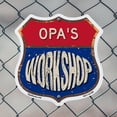 thumbnail image 5 of Opa's Workshop 12 inch X 12 inch Shield Shaped Commercial Grade Plastic Sign Weather Resistant, UV Protected To last, Gift for Dads and Uncles Classic Americana Crafted in the USA, 5 of 7