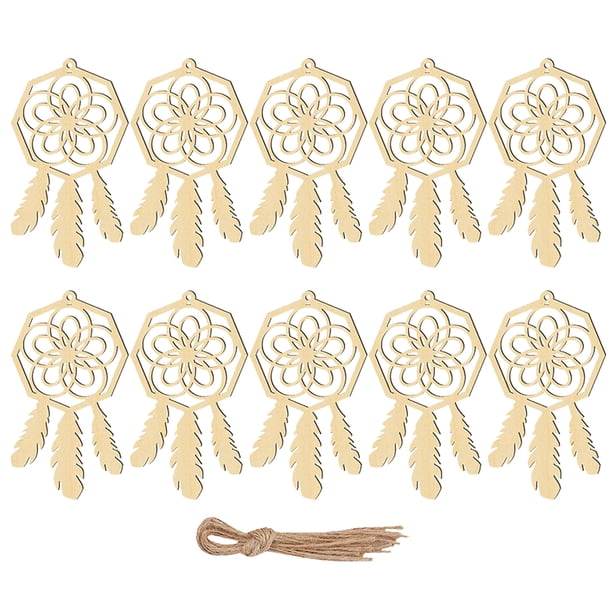 EeaseMX 20 piezas de red atrapasueños para decoración del hogar, colgante de madera, adornos creativos de pared, atrapasueños (beige, séptimo patrón)