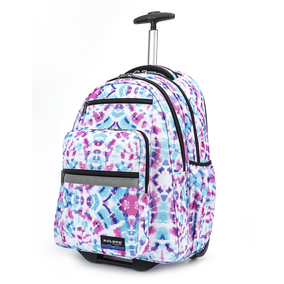 K-Cliffs Heavy Duty Rolling School Backpack, Traveling Book bag Pastel, Unisex, Teen-Adult