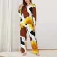 thumbnail image 3 of Disketp Pajamas Set Long Sleeve Sleepwear Womens Button Down Nightwear Pj Sets-Cow Print Sunflower, 3 of 9