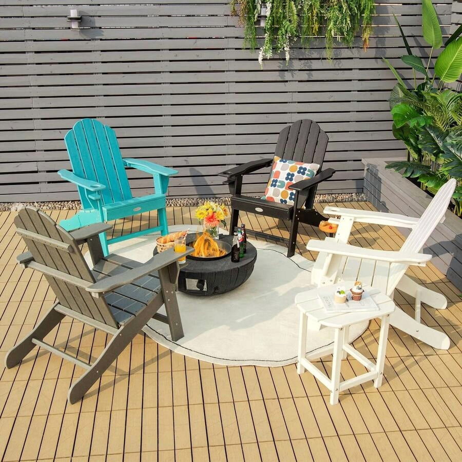 Adirondack Chair Outdoor Fire Pit Chairs, HDPE Weather Resistant Patio Chair For Outside Campfire,Deck, Garden, Yard, Lawn Furniture Porch And Lawn Seating Composite Chairs, Black