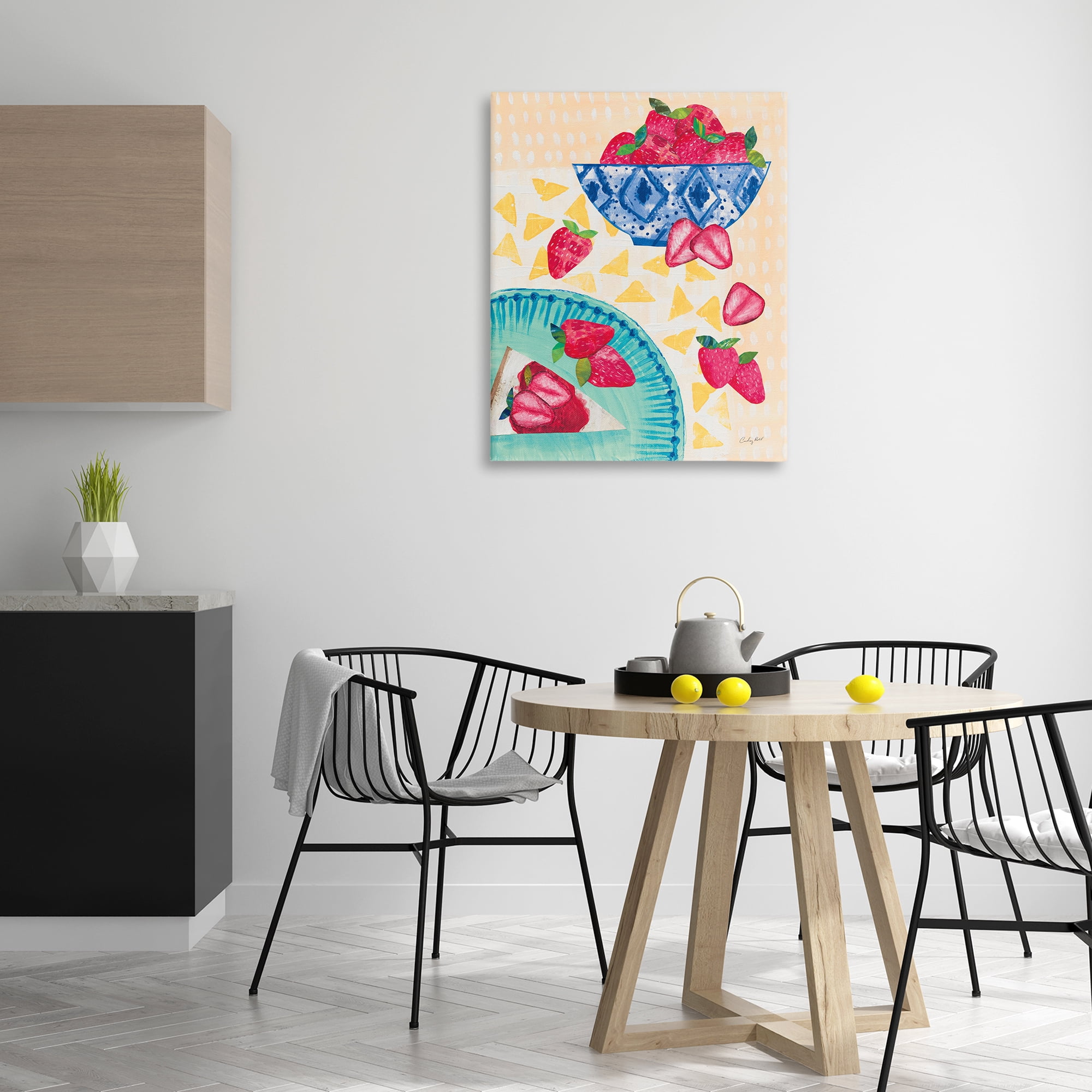 Stupell Industries Strawberry Dessert Tablescape Food & Beverage Painting Wrapped Canvas Art Print Wall Art, 30 x 40