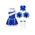 thumbnail image 3 of iiniim Girls Cheer Leader Sequin Sleeveless Cheerleading Pom Poms Uniform Dance Dress A Blue B 12, 3 of 7