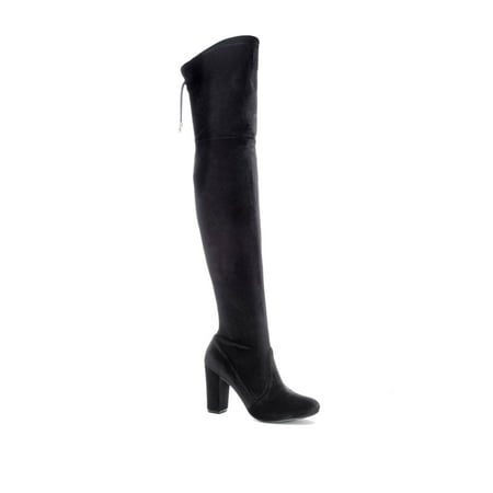 

CHINESE LAUNDRY Womens Black Tie Velvet Fabric Comfort Bree Round Toe Block Heel Zip-Up Dress Boots 8 M