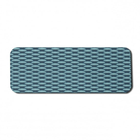 Cartoon Computer Mouse Pad, Fish Scale Inspired Half Circular Shape Pattern with Small Arches, Rectangle Non-Slip Rubber Mousepad Large, 31" x 12" Gaming Size, Slate Blue Baby Blue, by Ambesonne