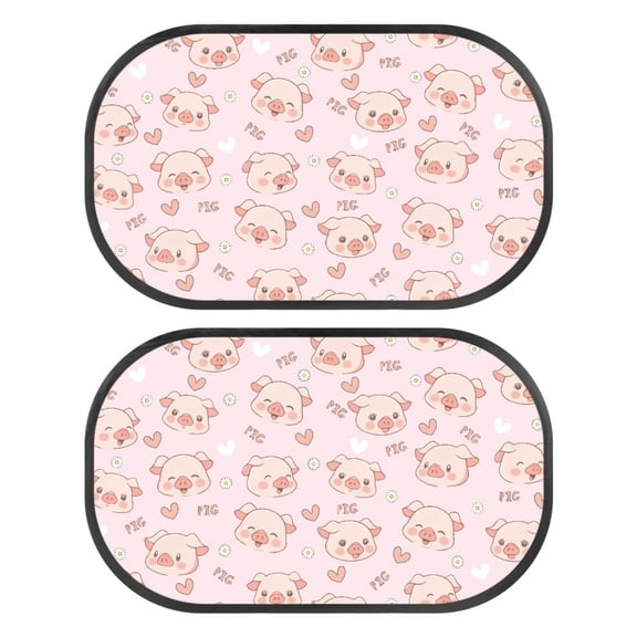 Yuyamidu Pig Car Window Shades Adorable Back Window Sun Shades for SUV, Trucks, Sedans 2 Pcs Pink Car Side Window Shade Blocker UV Rays Protection