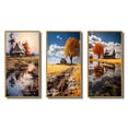 thumbnail image 2 of Designart "Farmhouse Homestead Reflections painting" Landscape & Nature Framed Wall Art Set Of 3 - Brown Farm Frame Canvas Set For Living Room Decor, 2 of 6