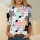 thumbnail image 1 of ICHUANYI Clearance Women's Spring Printed Mid-length 3/4 Sleeves Casual Tee Tops T-shirt(White, S) ICHUANYI WER2023080711342, 1 of 5