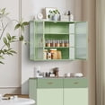 thumbnail image 6 of 27.56"Modern Wall Cabinet with Glass Doors, Bathroom Cabinet with Featuring Three-tier Storage for Entryway Living Room, Bathroom or Dining Room, Mint Green, 6 of 7