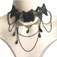 thumbnail image 2 of BYHONG Dark Gothic Black Lace Choker Necklace for Women Fringe Pendant with Rose Charm Black One Size, 2 of 4