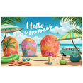 thumbnail image 7 of Floral Pattern Summer Banner Vibrant Colors Hello Summer Beach Party Decoration for Outdoor Beach Events Photograph Backdrop, 7 of 7