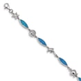 thumbnail image 2 of Primal Silver Sterling Silver Rhodium-plated Blue Inlay Created Opal Sea Life Bracelet, 2 of 5
