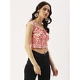 thumbnail image 2 of DressBerry Women’s Printed Poly Crepe Crop Top Round Neck with Adjustable Drawstrings Short Flutter Sleeves Smocked Hem Regular Wear Light Weighted Casual Summer Blouse, 2 of 7