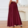 thumbnail image 3 of Womens Maxi Skirt Red, High Waisted Satin Slip Skirt with Pockets - Flowy A-Line Long Skirt for Wedding Guest & Elegant Evening,Size S, 3 of 4