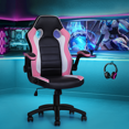 thumbnail image 4 of MoNiBloom PU Leather Computer Gaming Chair, with Flip-Up Arms Working Desk Office Seat, Pink, 4 of 13