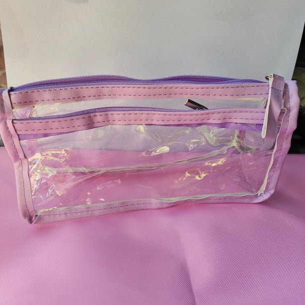 Estuche para lápices de PVC transparente de doble capa con gran capacidad, estilo simple y minimalista para estuche para lápices de examen de ingreso a la universidad
