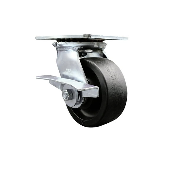 5 Inch Heavy Duty Glass Filled Nylon Caster with Roller Bearing and Brake SCC