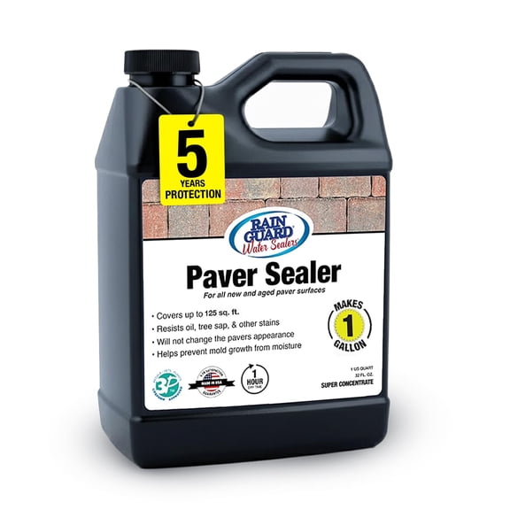 Rainguard Concrete Paver Sealer, Penetrating Protection Against Oil, Sap, Stains, and Moisture, For All Paver Surfaces, Silane/Siloxane Waterproofer, Natural Finish, Makes 1 Gallon