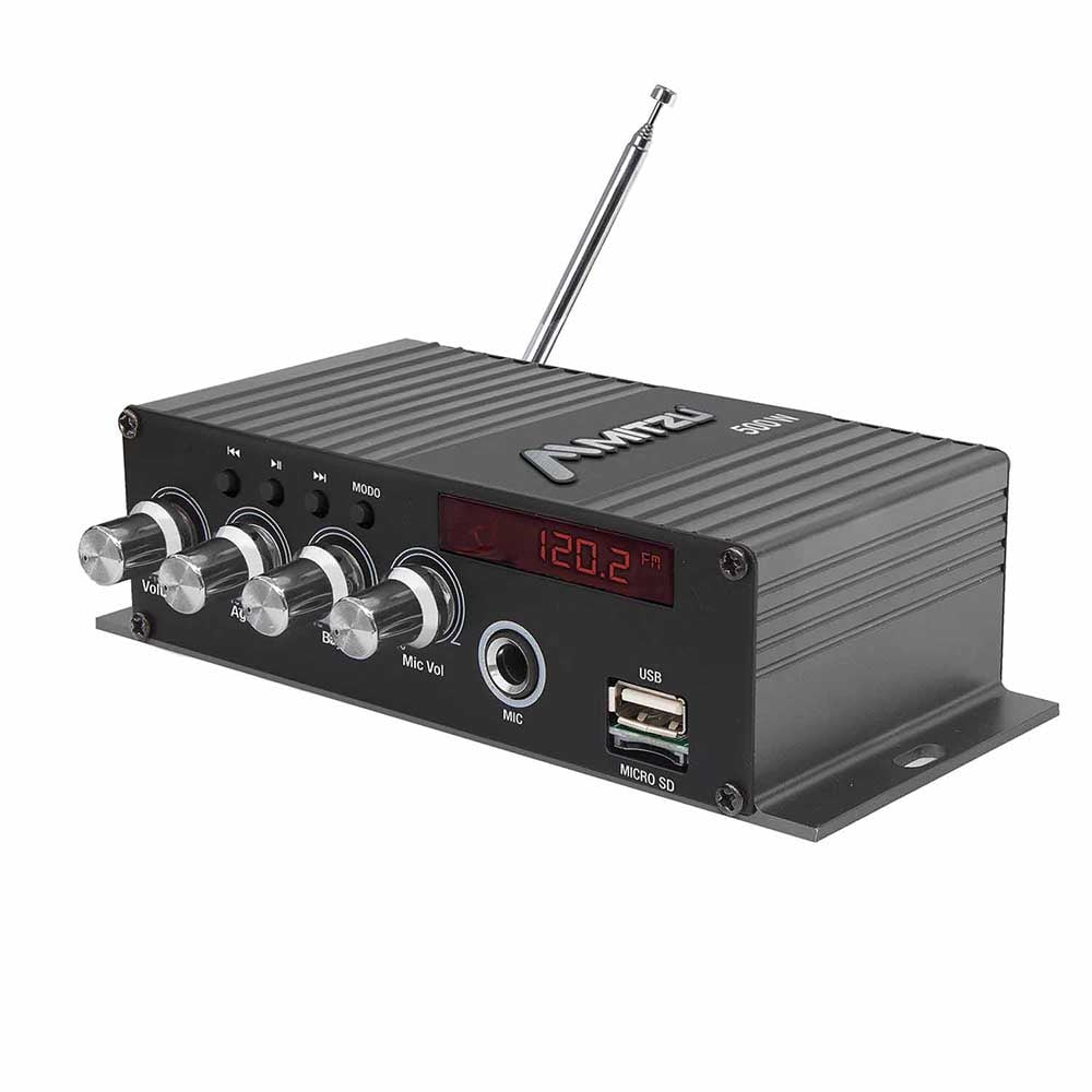 STUODIOFINIX Mini Amplificador Bluetooth 4 Canales 120W: Ideal Para Altavoces De Pared O Techo (TWS, USB, Mic)
