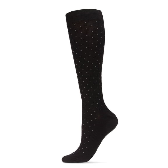 Wellfit Unisex Swiss Dot Cotton Blend 15-20mmHg Graduated Compression Socks, 9-11, Black