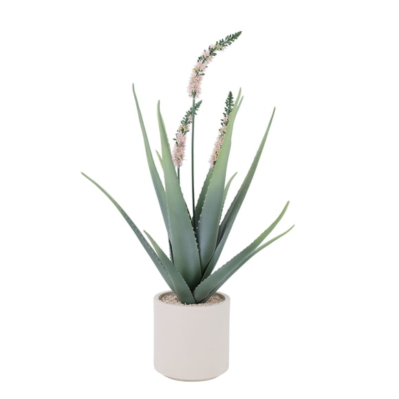40 Inch Artificial Aloe Vera Plant, Faux Potted Aloe Vera Tree with Realistic Flowers, Indoor Outdoor Floor Plant for Home Office Patio Porch Decor
