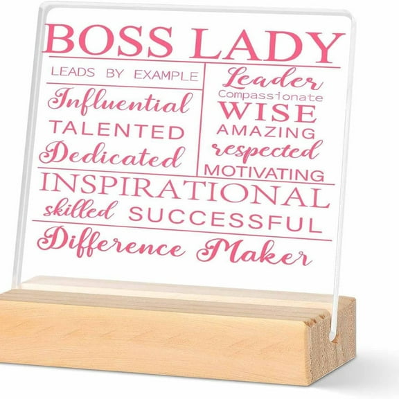Boss Lady Gift Funny Office Acrylic Plaque Sign Acrylic Desk Plaque Sign for Home Office Desk Sign Keepsake Present,Gifts for Boss Lady Fun Desk Accessories for Office Decorative Signs 4x4 Inch