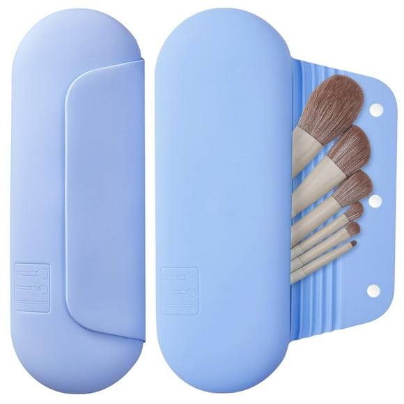 Bolsa de viaje para cosméticos de viaje AGIKET para brochas de maquillaje, color azul
