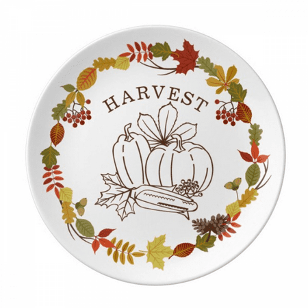 

Thanksgiving Day Garland Pattern Plate Decorative Porcelain Salver Tableware Dinner Dish