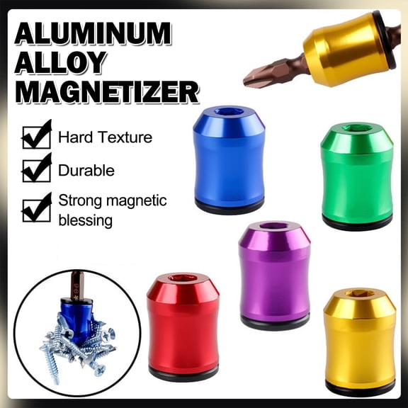 Professional Magnetic Screwdriver Bit Holder - Aluminum Alloy Magnetizer for Hexagon & Philips Bits, Portable Tool Accessory for Electric Screwdrivers & Drill Drivers (35mm, 1× Magnetizer)