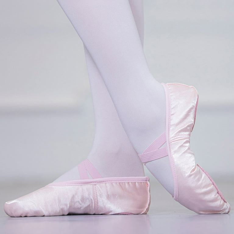 WBQ Women's Ballet Shoes Stretch Canvas Dance Slippers Split Sole For Girls Adult Black 7