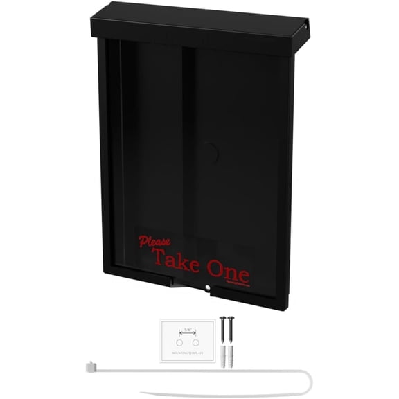 Outdoor Brochure Holder Holds 8.5” x 11” Flyers Wall or Post Mount Black Acrylic Real Estate Box with Lid Screws and Zip Ties Store Front Take One Advertisement Organizer Bin by Marketing Holders