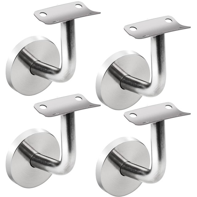 4 soportes de pasamanos montados en la pared, soportes de pasamanos de acero inoxidable para escaleras, soporte de pasamanos con roseta de cubierta para interiores y exteriores