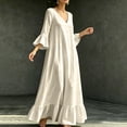 thumbnail image 4 of Sentmoon Womens Dress Long Sleeve V-Neck Spring Maxi Dresses for Women Ruffle Flowy Loose Casual Athletic Dress for Lounge and Relax, 4 of 8