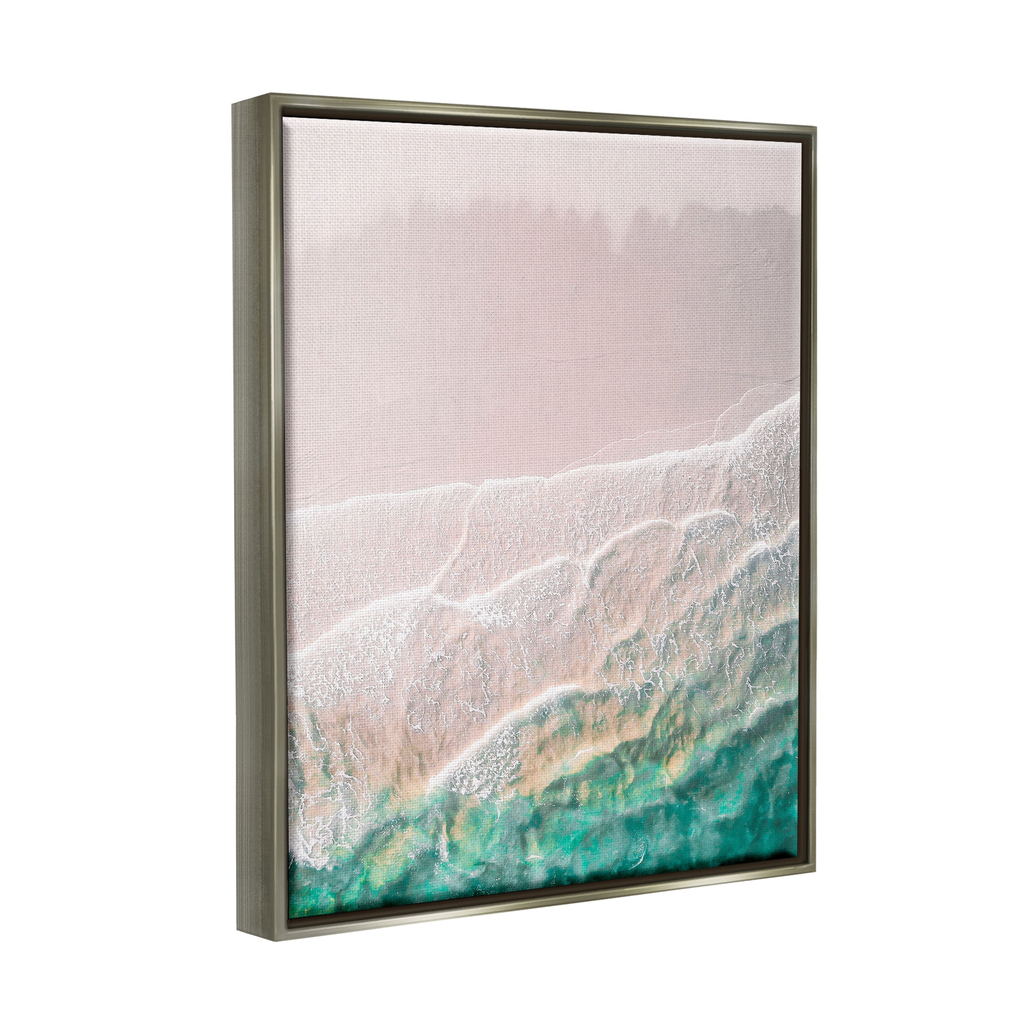 Stupell Industries Modern Beach Foam Abstract Painting Gray Floater Framed Canvas Art Print Wall Art, 25 x 31