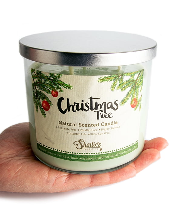 Christmas Tree All Natural 3 Wick Candle - Made with Responsibly Sourced Soy and Essential Fragrance Oils - Phthalate & Paraffin Free, Vegan, Non-Toxic