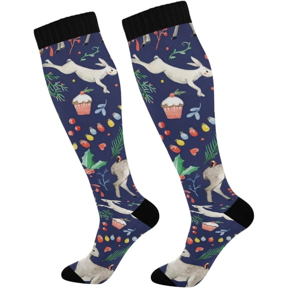 GZHJMY Christmas Compression Socks, Women Men Long Stocking (20-30mmHg), Travel Knee High Stockings for Athletic Sports,Running,Cycling,Nursing