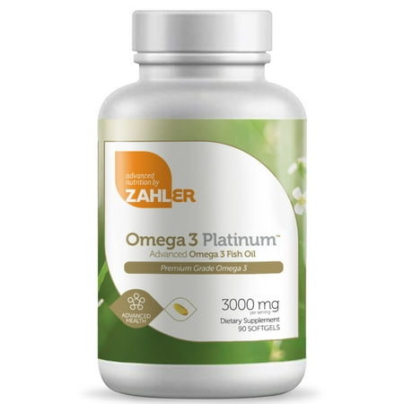Zahler Omega 3 Platinum 3000mg, Advanced Omega 3 Fish Oil Supplement, Burpless Softgel with No Fishy Aftertaste, Highest in EPA and DHA,Certified Kosher, 90