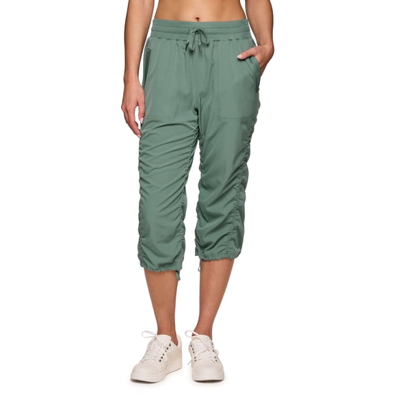 RBX Active Women's Casual Lightweight Capri Pants for Women With Pockets, Sea Ocean Green Size Large
