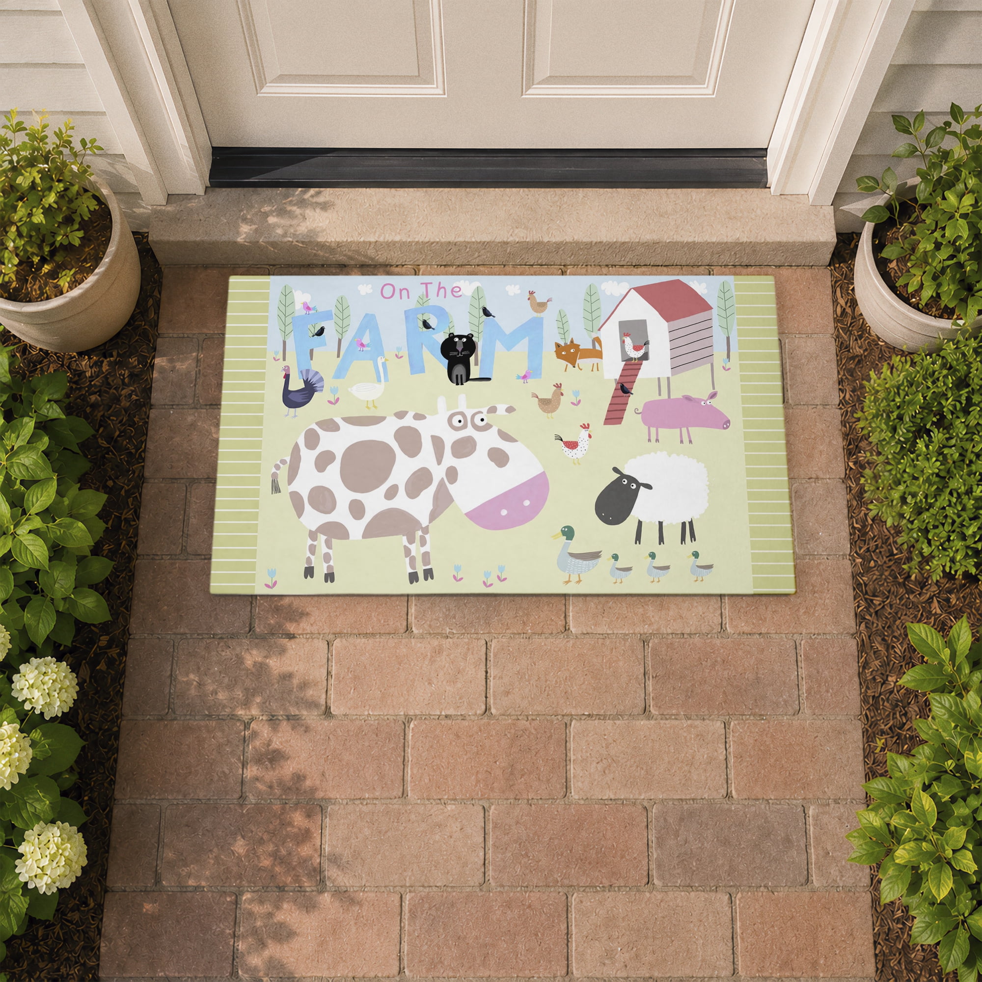 Stupell Industries Fun Farm Animals Printed Outdoor Door Floor Mat, design by Carla Daly