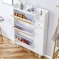thumbnail image 4 of Shoe Storage Cabinet For Entryway, Free Standing Shoe Storage Organizer With 3 Flip Drawers, 1 Door And 1 Storage Drawer For Heels, Boots, Slippers, 4 of 9